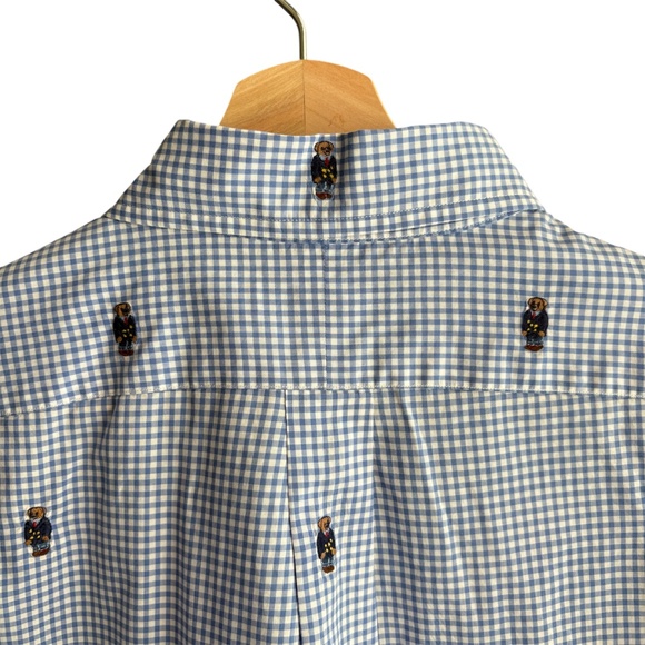 Polo Ralph Lauren Men's Polo Bear Gingham Cotton Shirt Sz L Slim Fit Embroidered - Picture 9 of 11